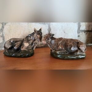 Vintage Paper Mache Cow Donkey Christmas Nativity Figurines 1960's Replacement